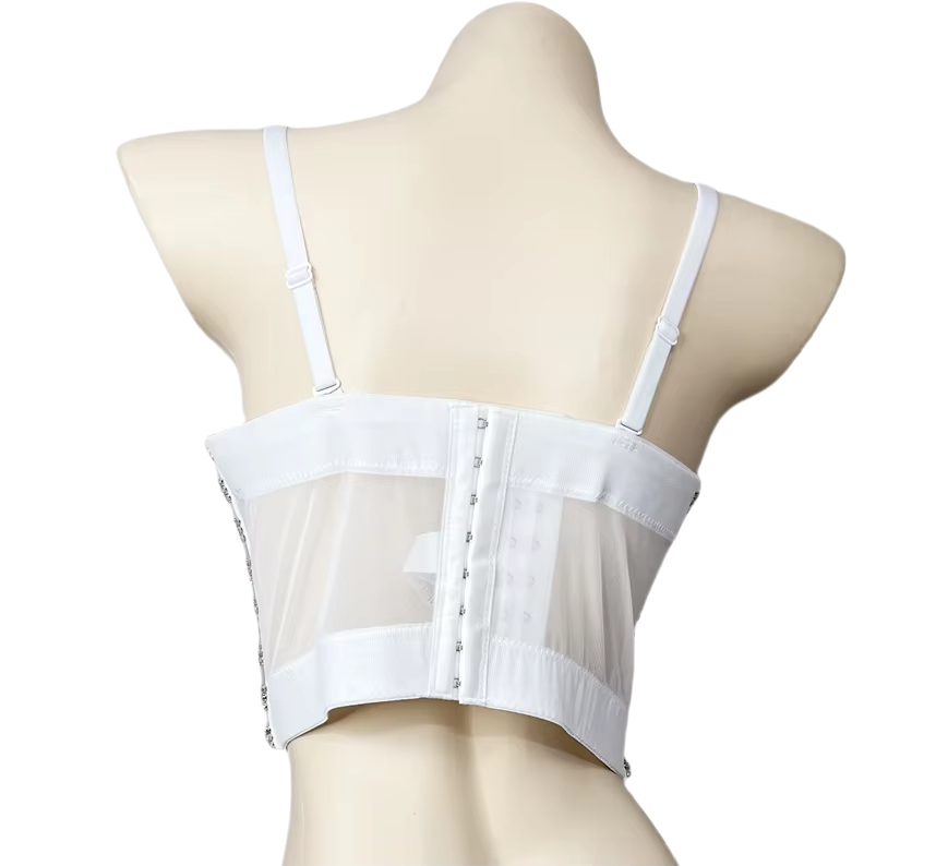Shining White Rhinestone Bustier