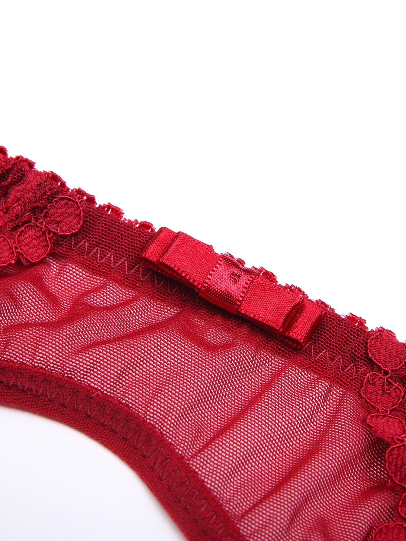 Red Lace Bra Set - Sexy Triangle Cup Push-Up Lingerie with Back Clasp