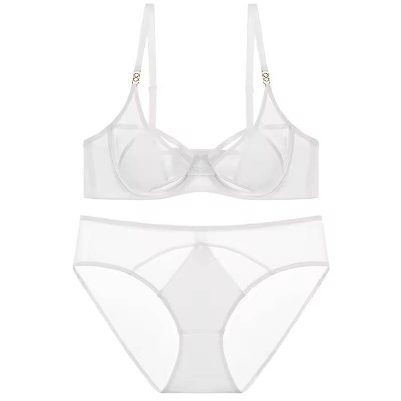 Sexy Hollow-out Push-Up Lingerie Set Hot Sell Ultra-thin Breathable Mesh Bra and Panty Set