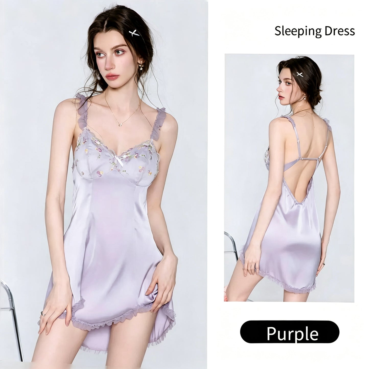 Satin Deep V Sleep Dress