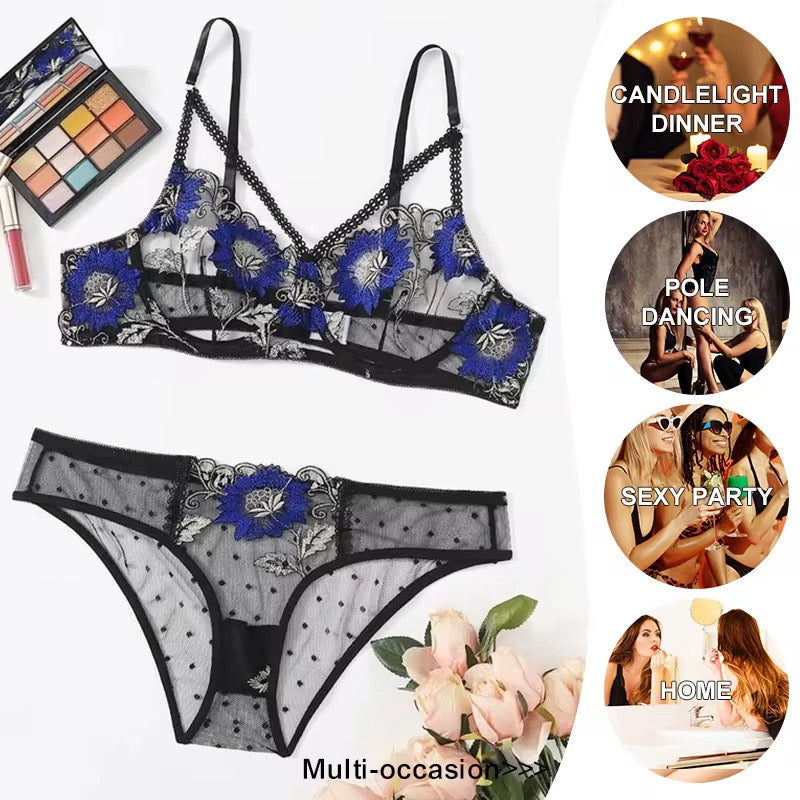 Plus Size Embroidered Lace Transparent Lingeries