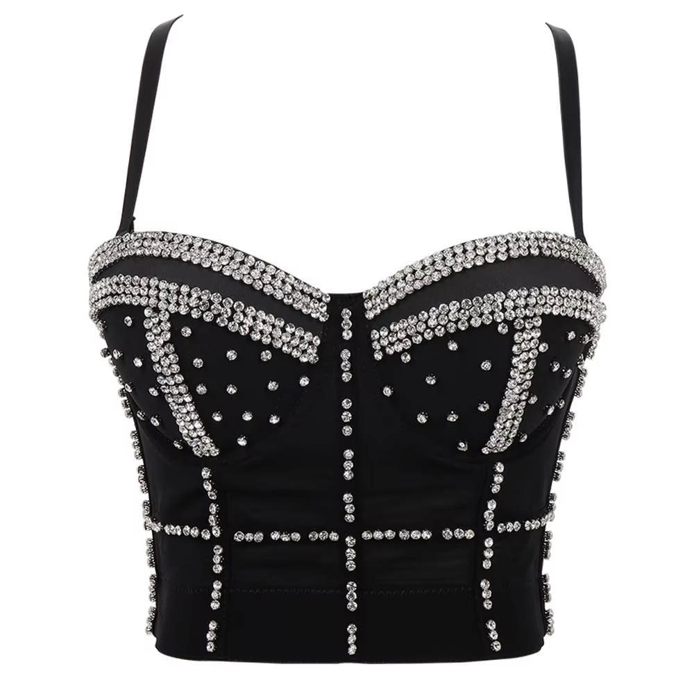 Shining White Rhinestone Bustier