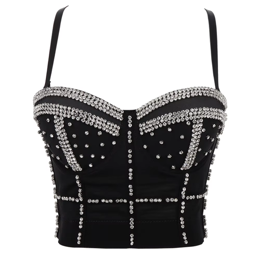 Shining White Rhinestone Bustier