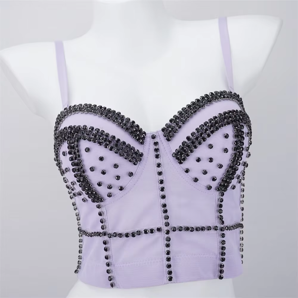 Shining White Rhinestone Bustier