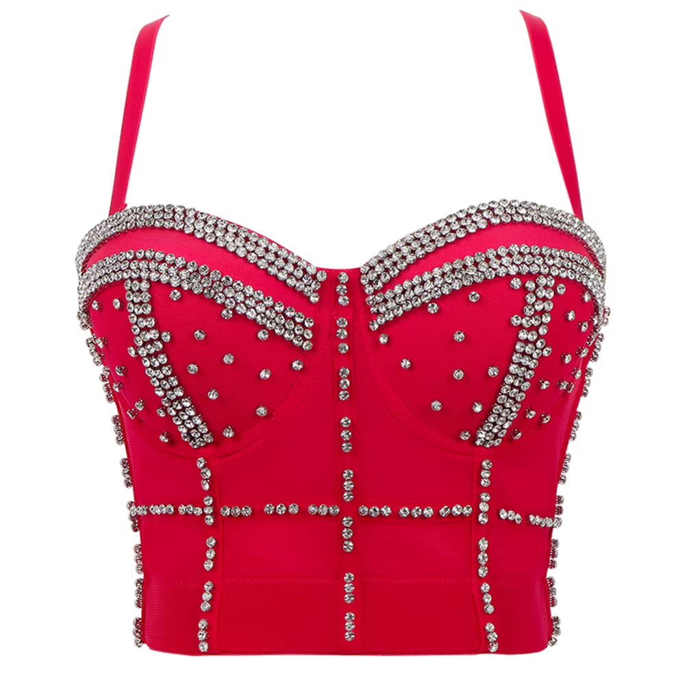 Shining White Rhinestone Bustier