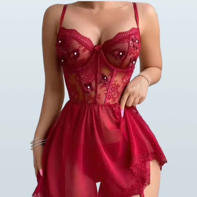 Hollow Lace Sexy Babydoll