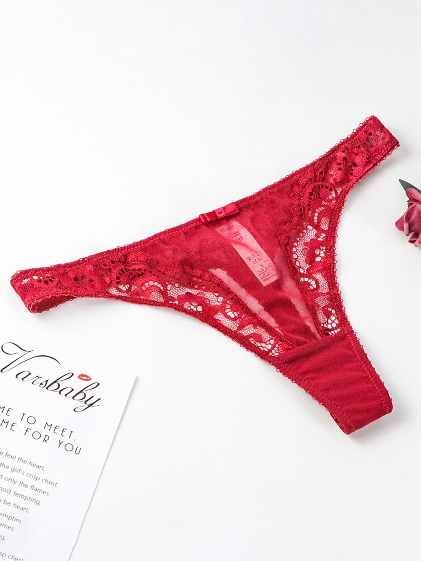 Red Lace Bra Set - Sexy Triangle Cup Push-Up Lingerie with Back Clasp