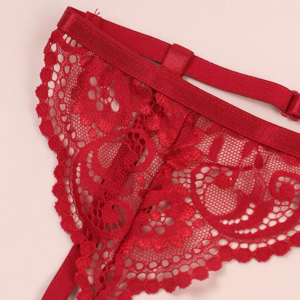 Red Lace Bra Set - Sexy Triangle Cup Push-Up Lingerie with Back Clasp