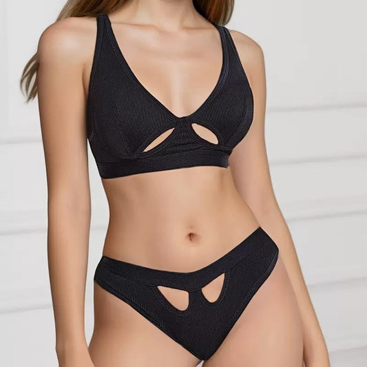 Sexy V-Neck Underwear Push-Up Bra Set Comfortable High-Waisted Bra and Panties Set