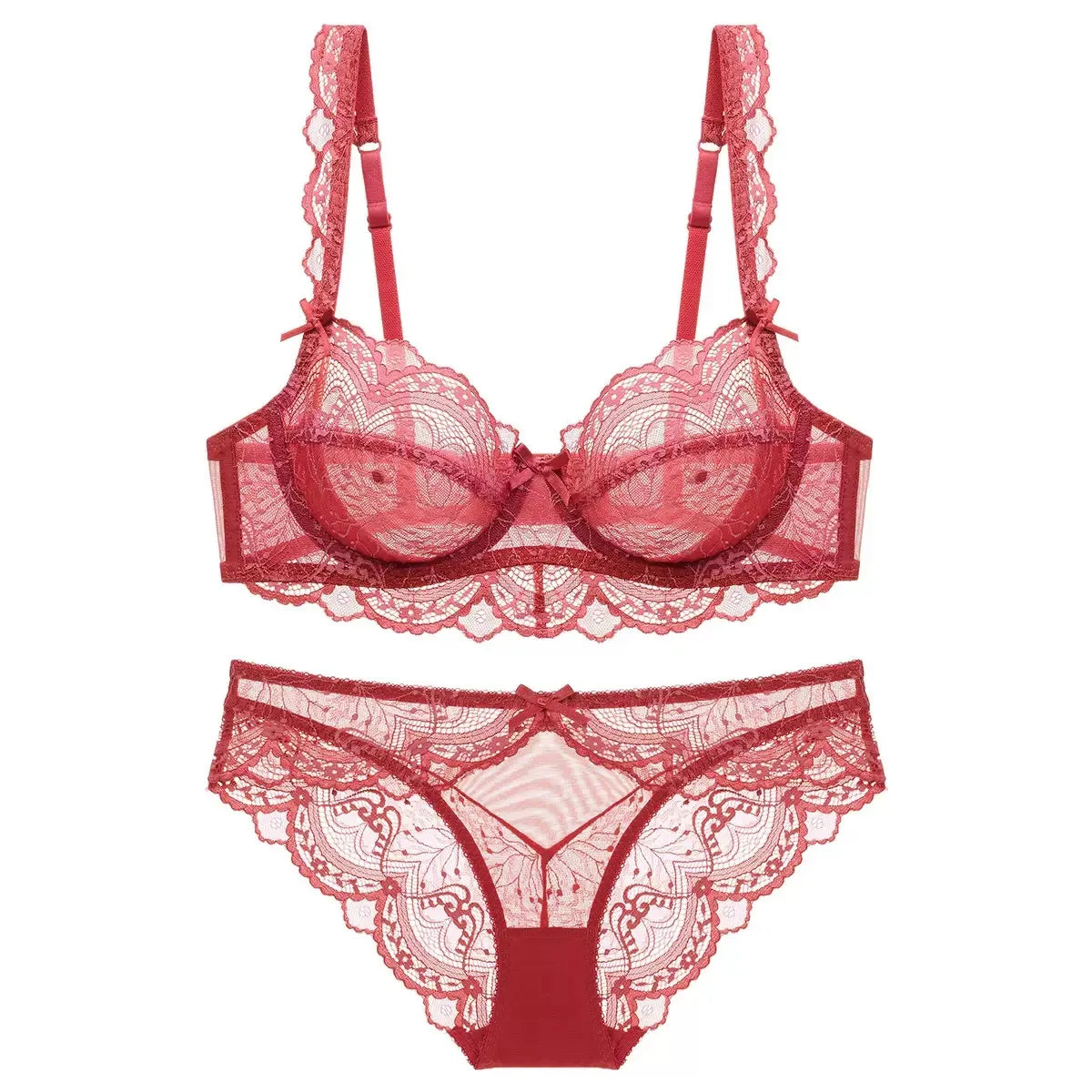 Sexy Floral Lace Bra Set for Women – Wireless Strapless Lace Lingerie Set