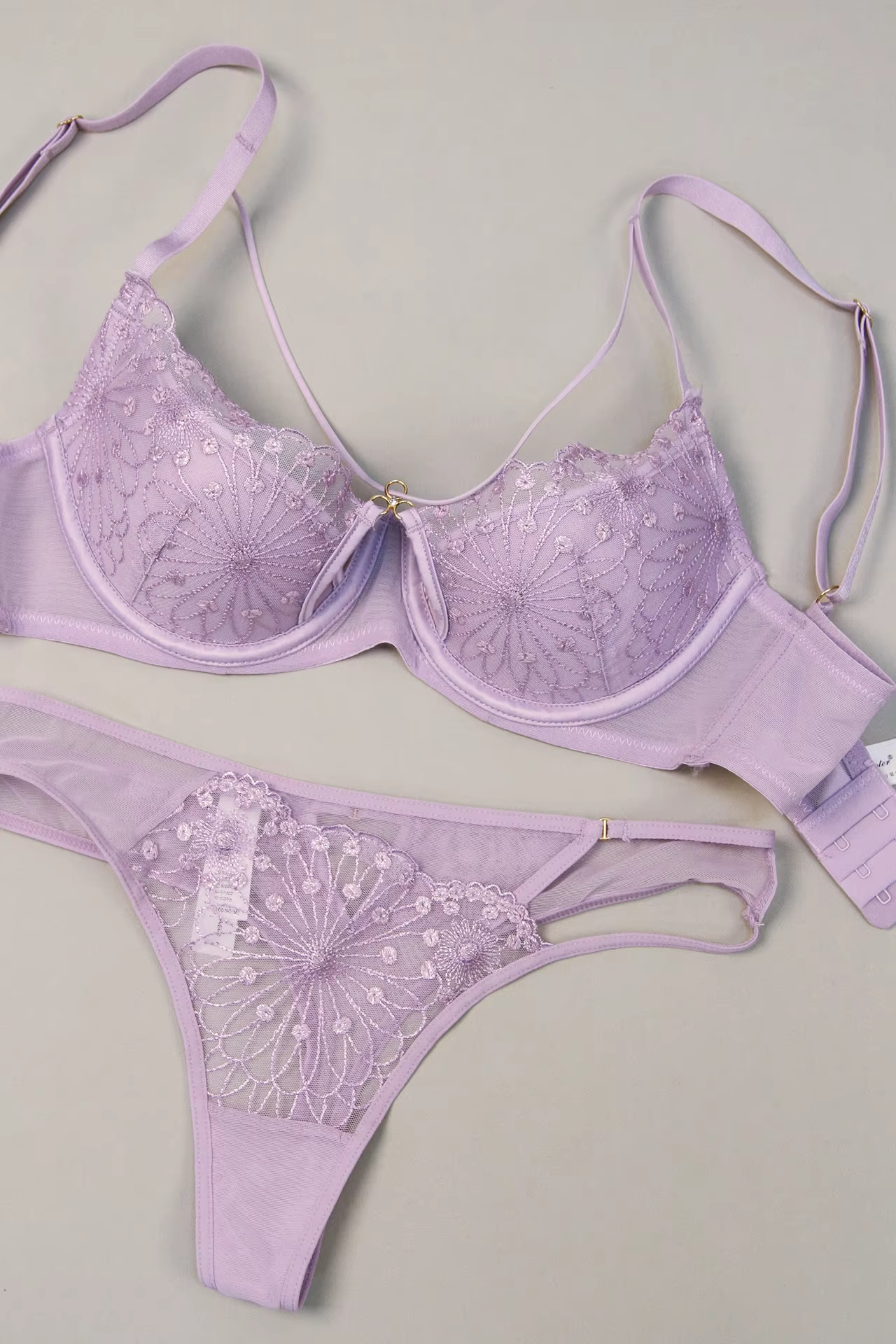 New Fashion Embroidery Lace Anti-Sagging Lingerie Set Sexy Hollow Out Bra Set for Women