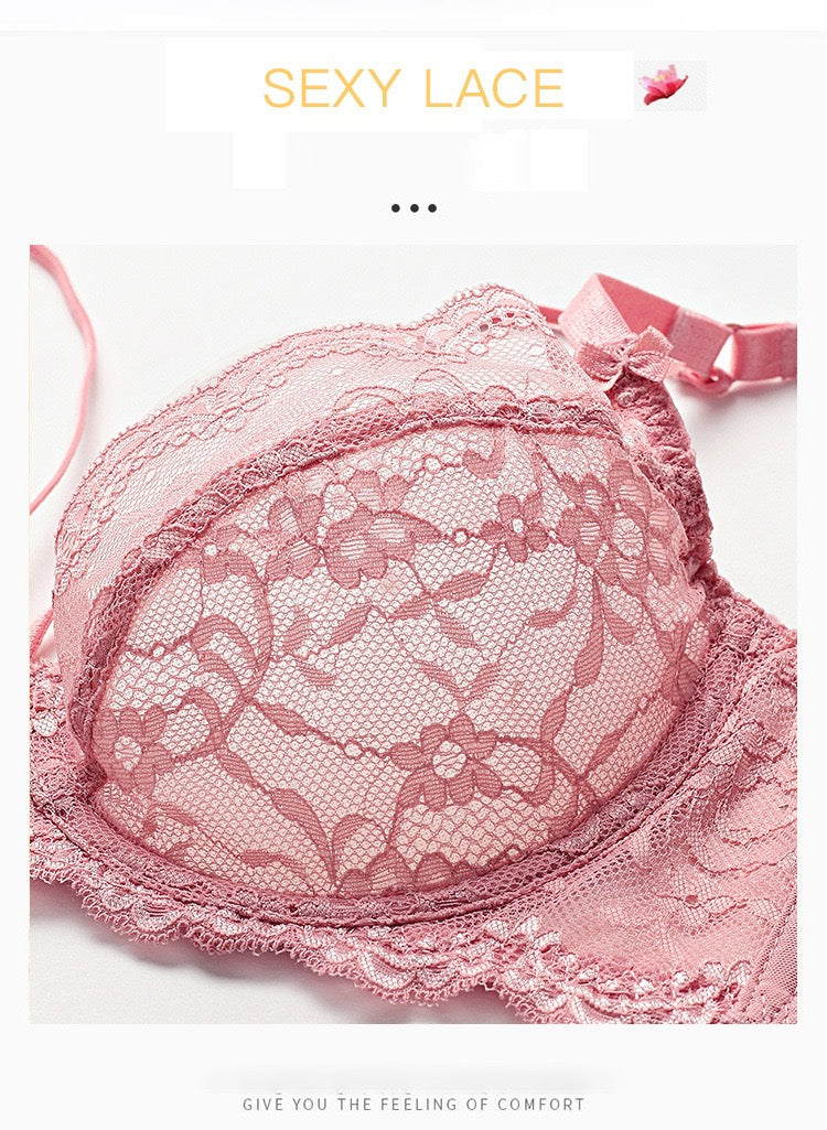 Women's Sexy Lace Ultra-Thin Transparent Bra Set