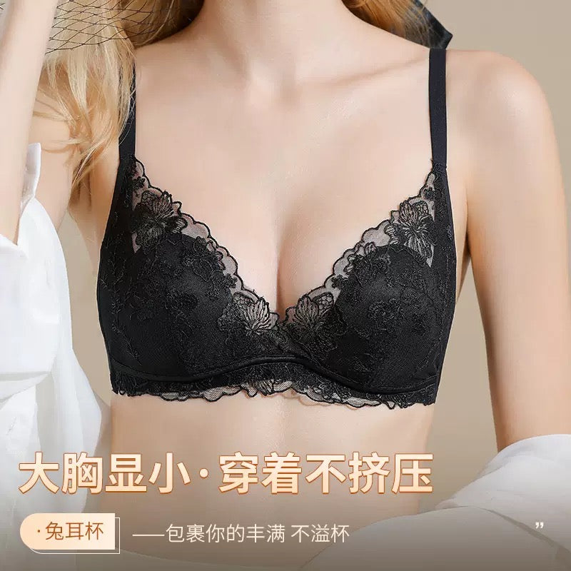 Sexy French Lace Bralette - Youthful Minimizing Bra with Wireless Support