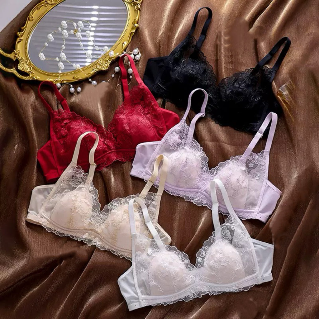 Sexy French Lace Bralette - Youthful Minimizing Bra with Wireless Support