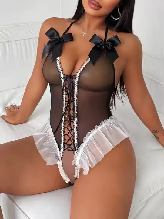Sexy Night Dress Crotchless Lingerie