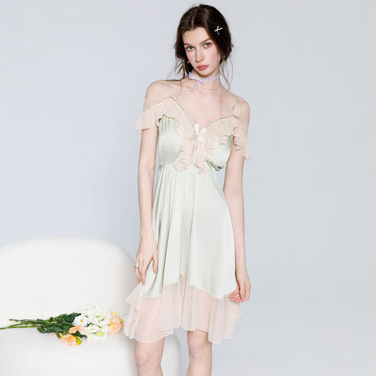 Lace Bow-Detail Shapewear Sleepdress Set