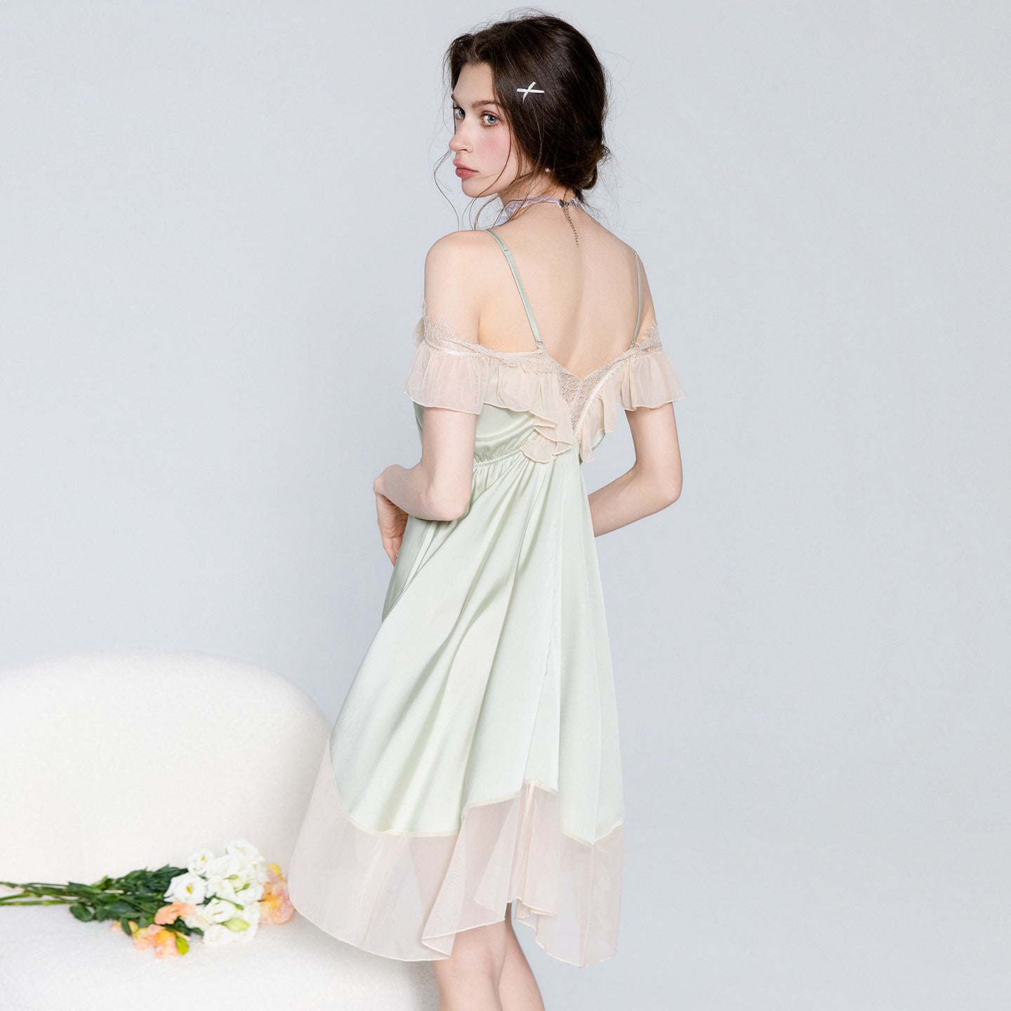 Lace Bow-Detail Shapewear Sleepdress Set