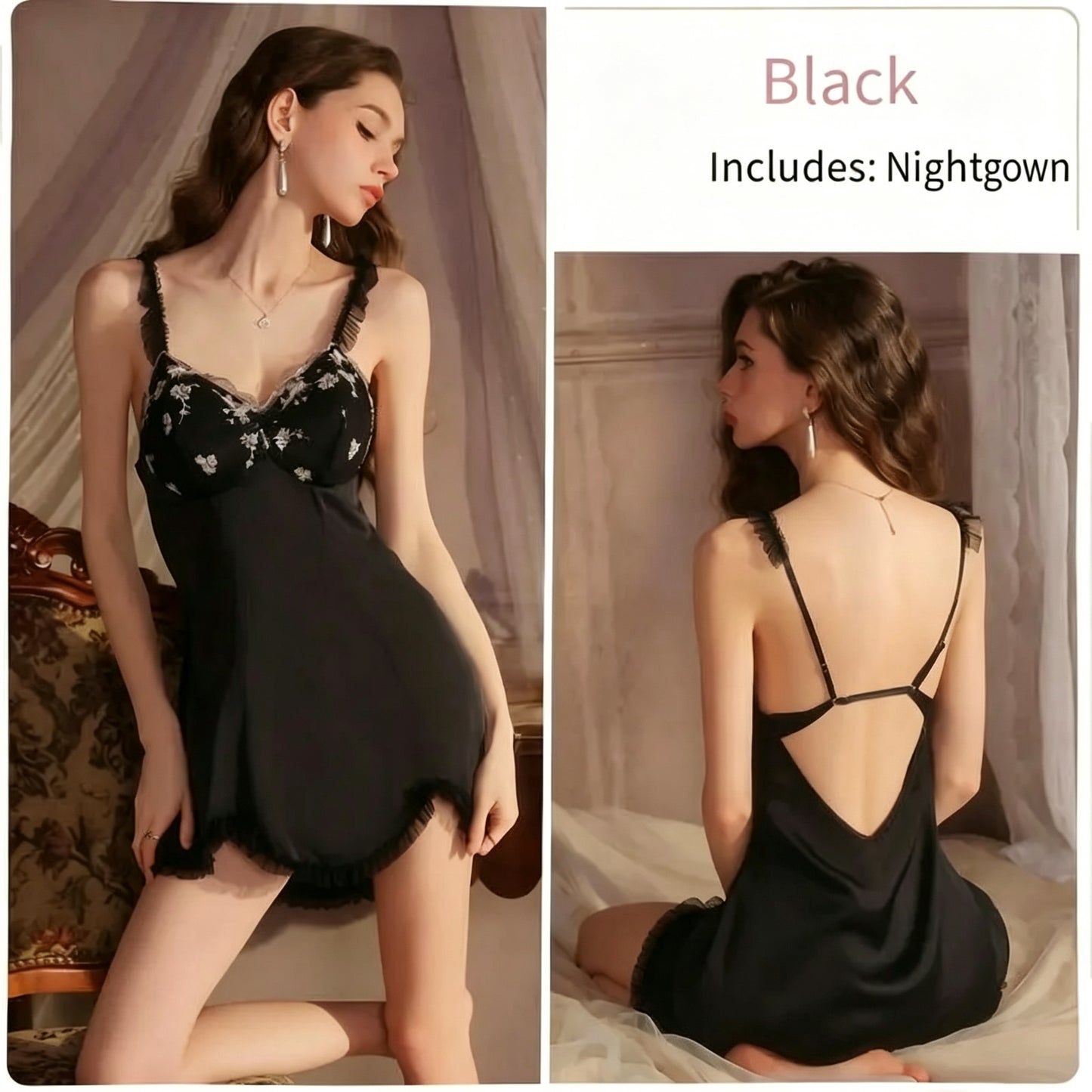 Satin Deep V Sleep Dress