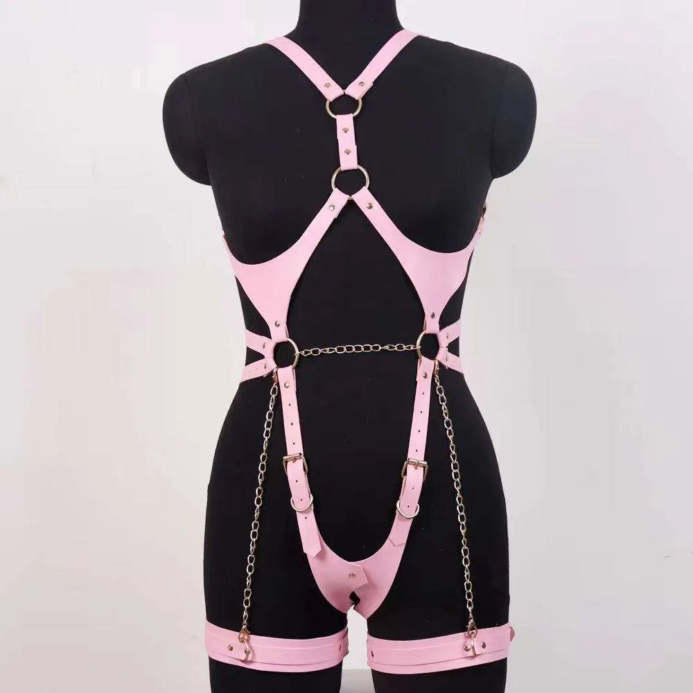 Leather Hollow Bondage Bodysuit