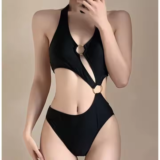 High Waist Jumpsuit Soild Bikini