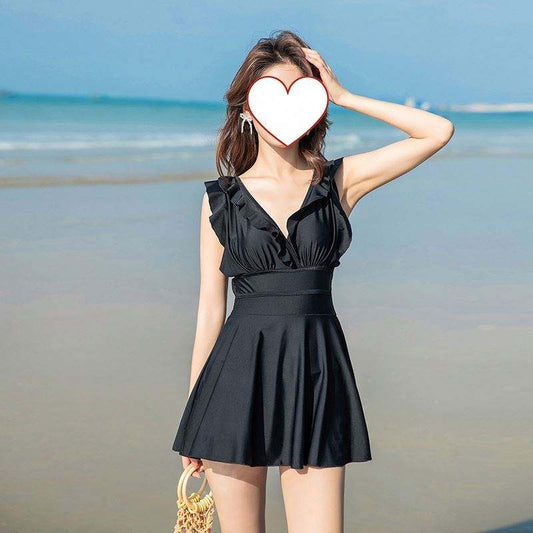 V-Neck One-Piece Swimsuit