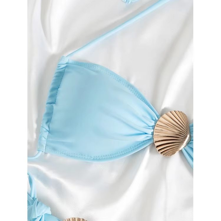 Metal Bikini Blue Bandage Swimsuit