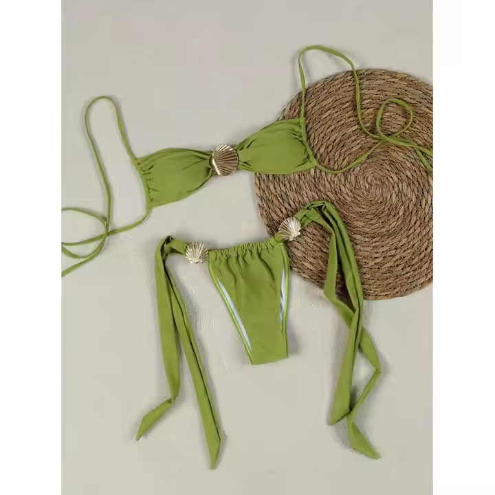 Metal Bikini Blue Bandage Swimsuit