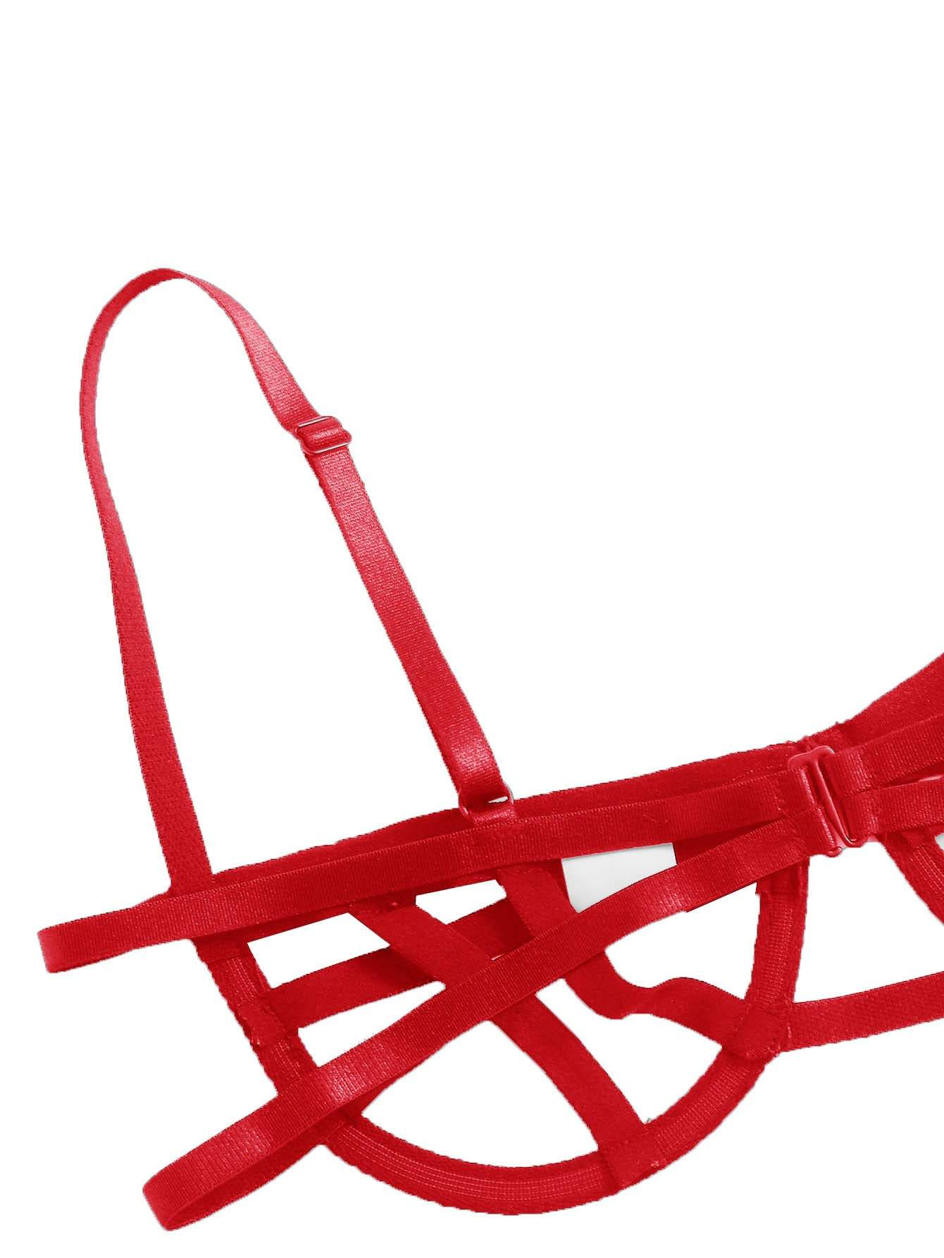 Women's Sexy Ladder Cut Out Lingerie Set - Push Up Bra and Panty Two Piece