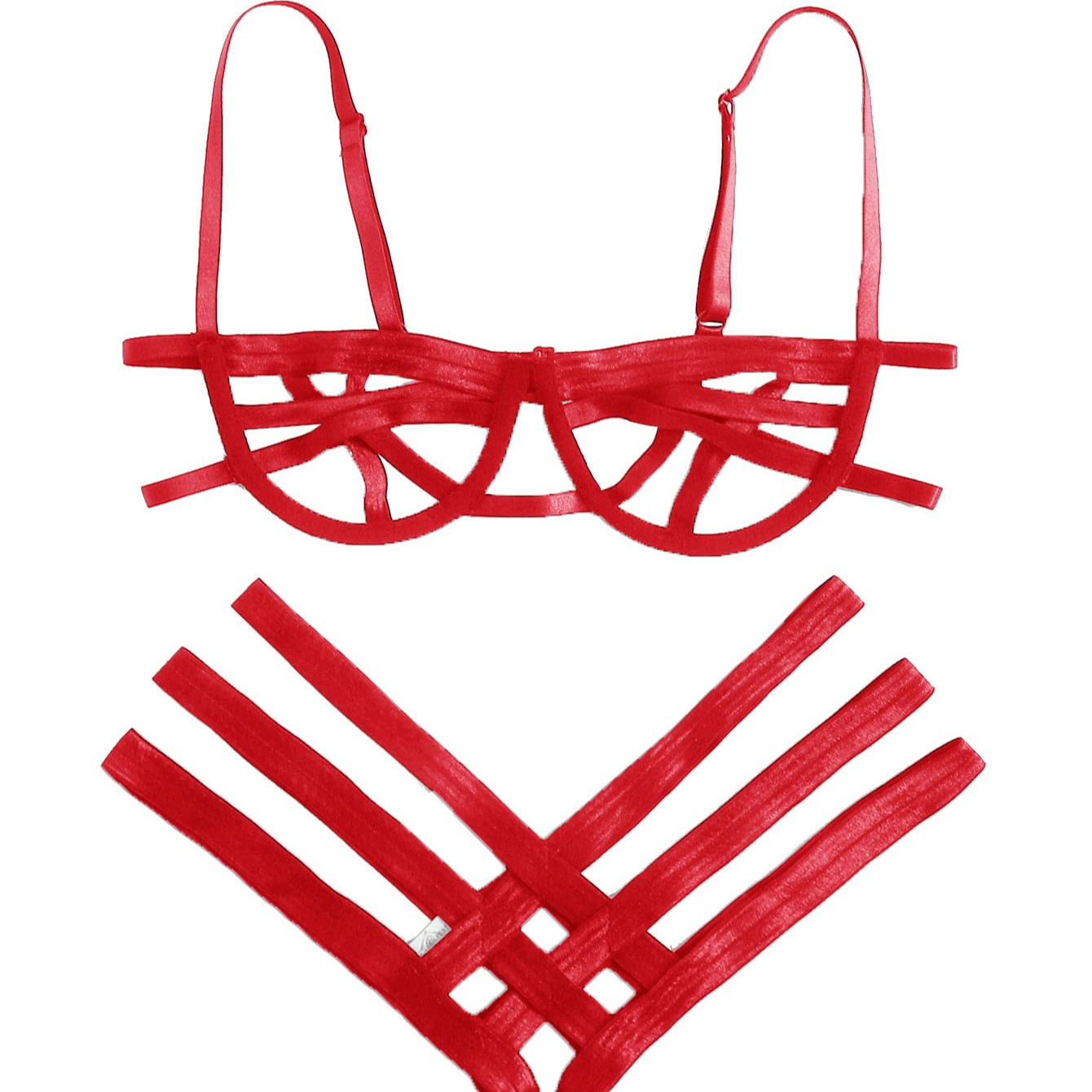 Women's Sexy Ladder Cut Out Lingerie Set - Push Up Bra and Panty Two Piece