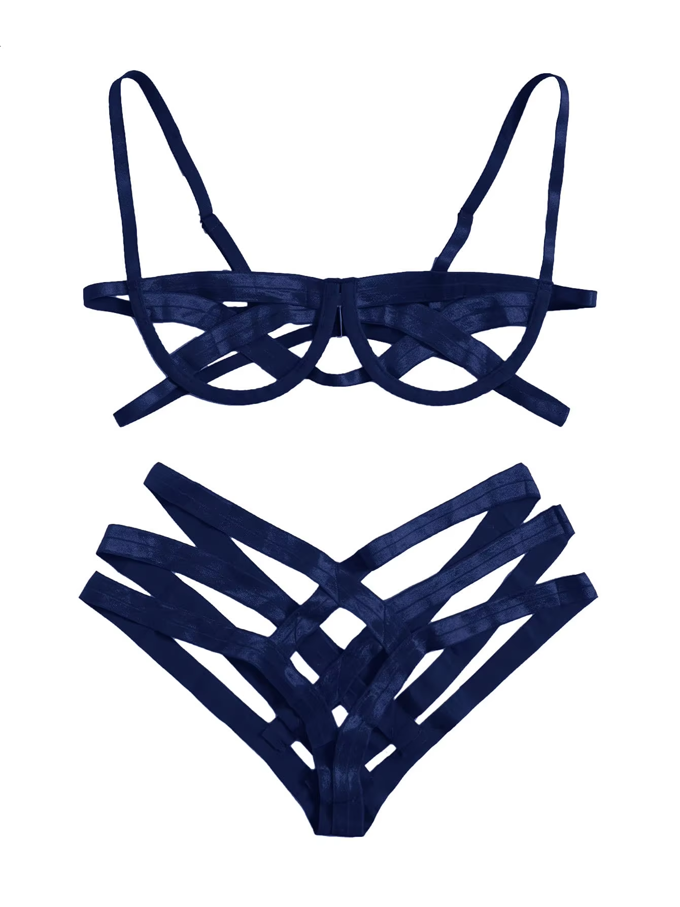 Women's Sexy Ladder Cut Out Lingerie Set - Push Up Bra and Panty Two Piece