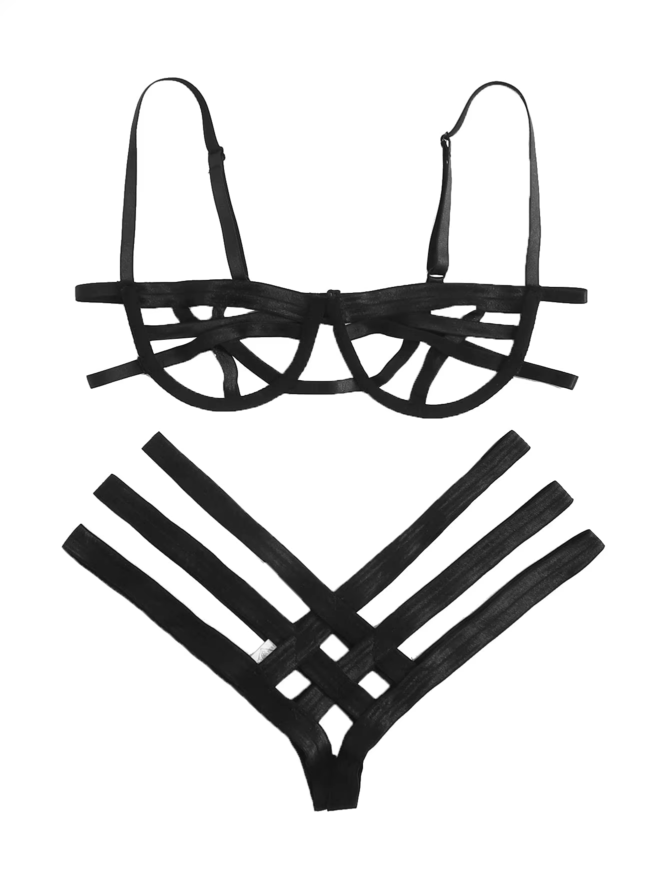 Women's Sexy Ladder Cut Out Lingerie Set - Push Up Bra and Panty Two Piece