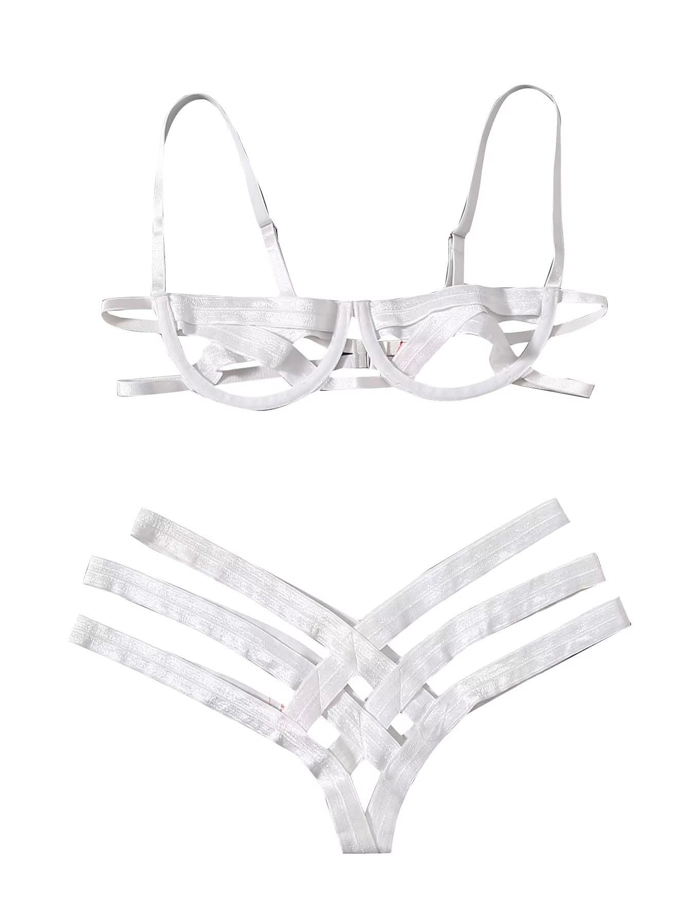 Women's Sexy Ladder Cut Out Lingerie Set - Push Up Bra and Panty Two Piece