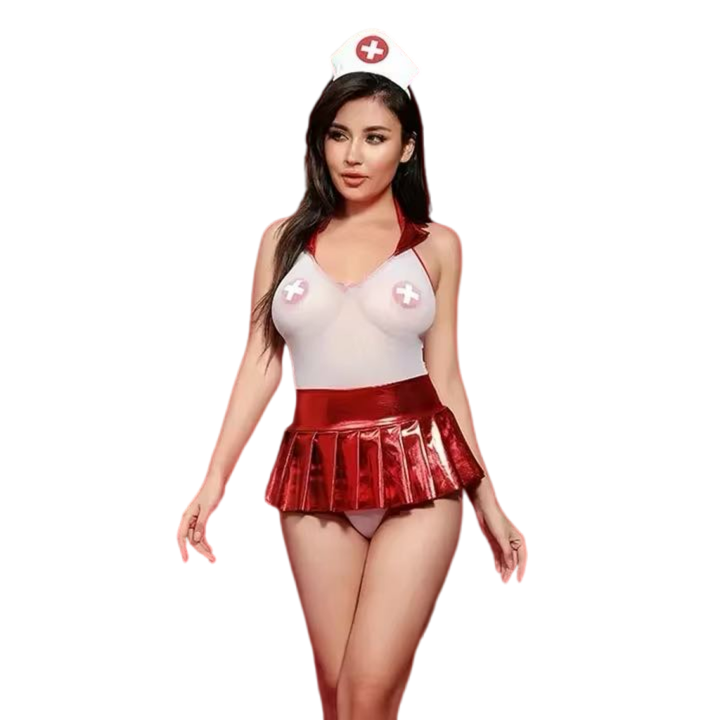 Mature Women Sexy Teddies Lingerie and Red Skirt