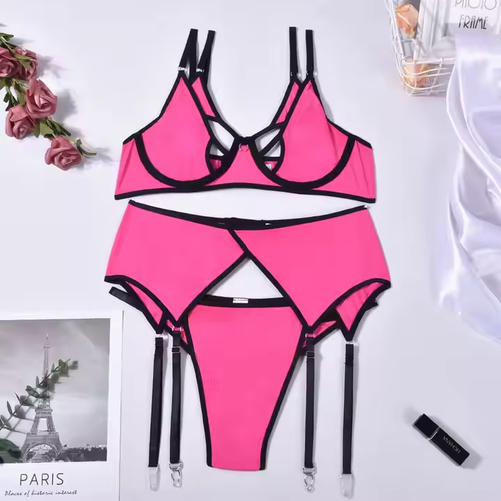 Sexy Pink Erotic Lingerie Set