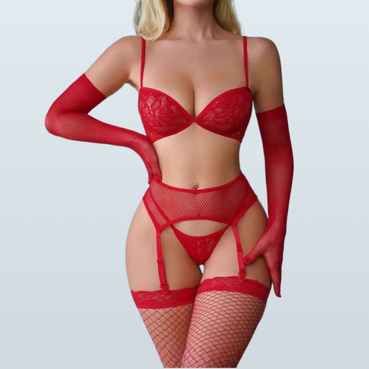 Five-pieces Red Erotic Lingerie