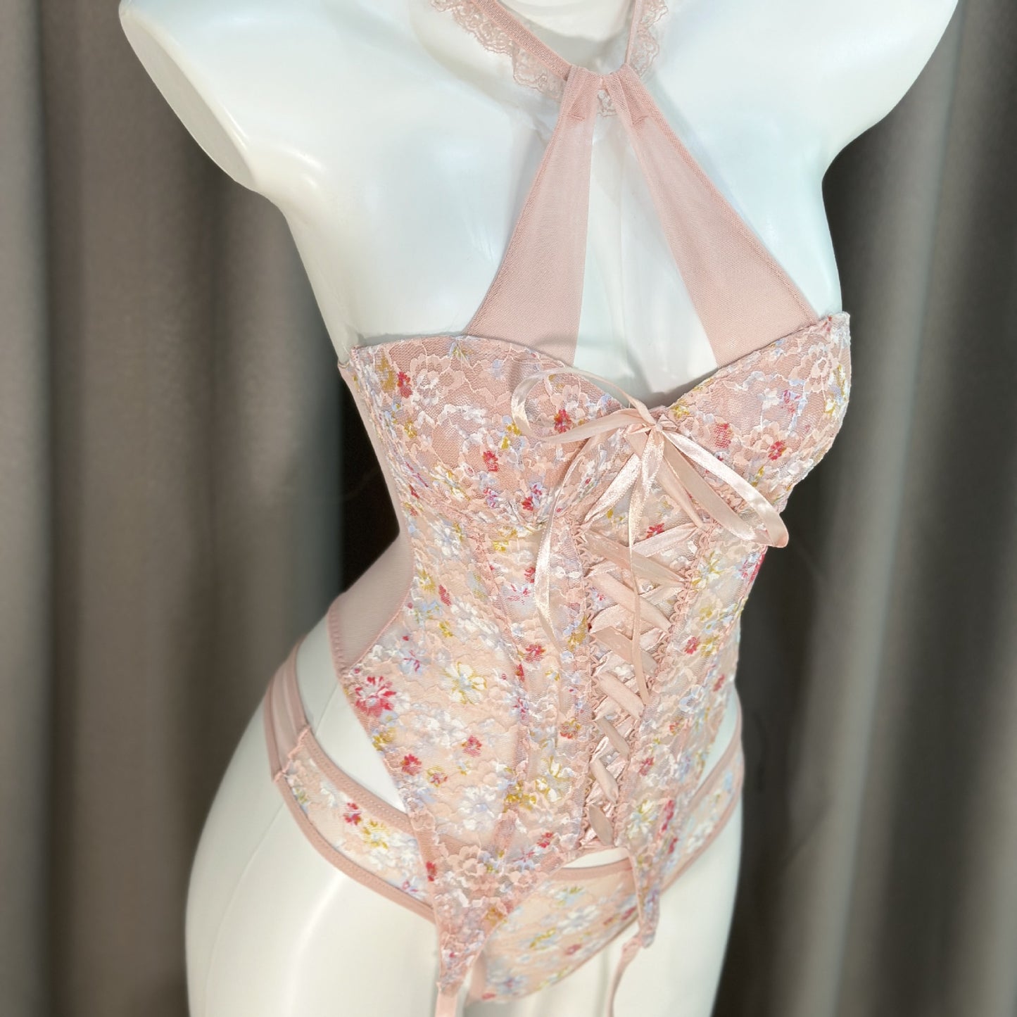 Full set display of Sweet Boned lingerie including bustier and matching bottom piece