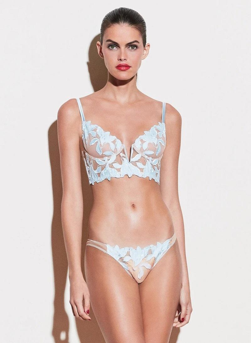 SERAPHINA Sexy Lace Lingerie Set - Deep V Push-Up Lily Embroidery Mesh Ultra-Thin Bra Set