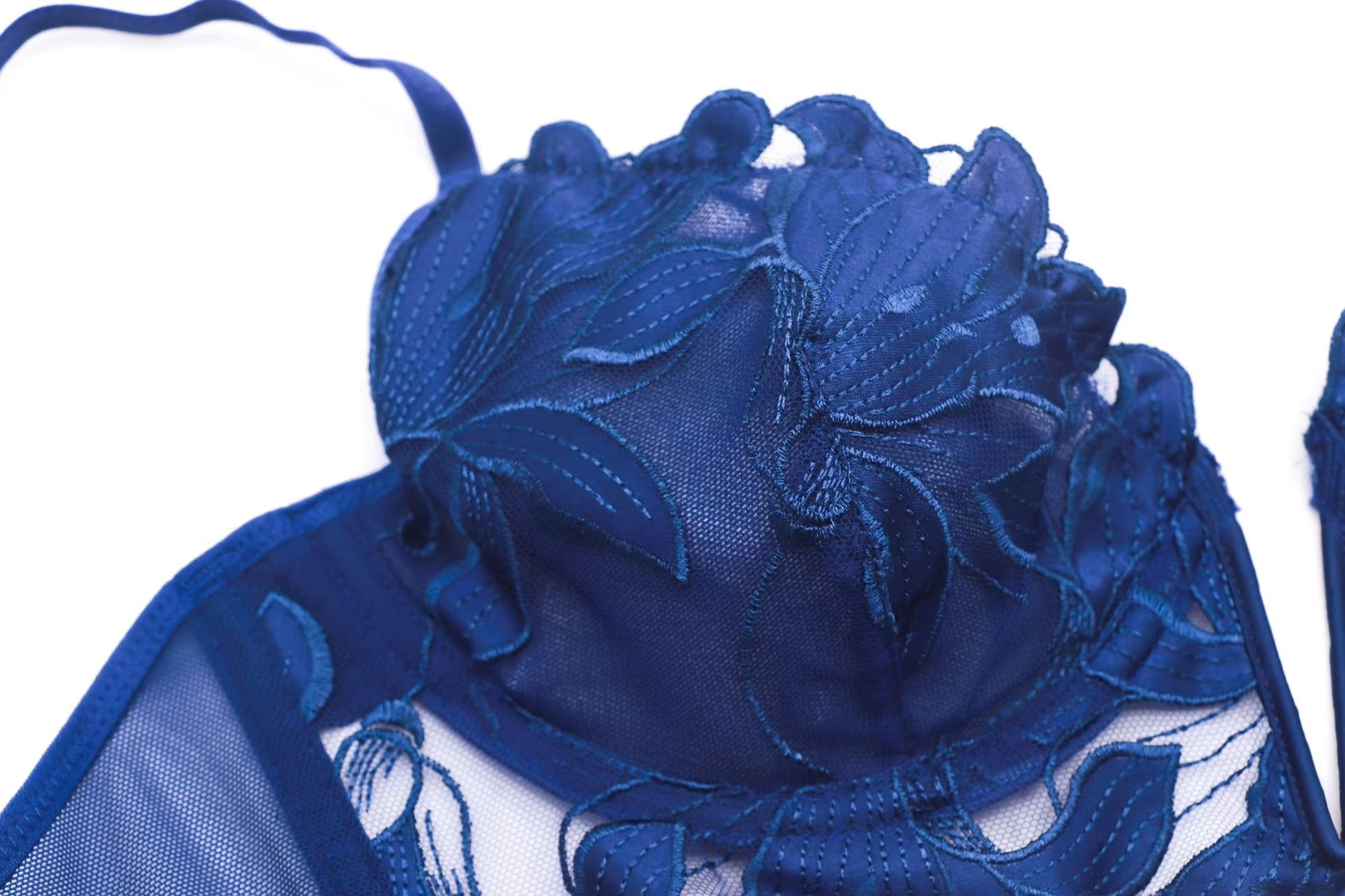 SERAPHINA Sexy Lace Lingerie Set - Deep V Push-Up Lily Embroidery Mesh Ultra-Thin Bra Set