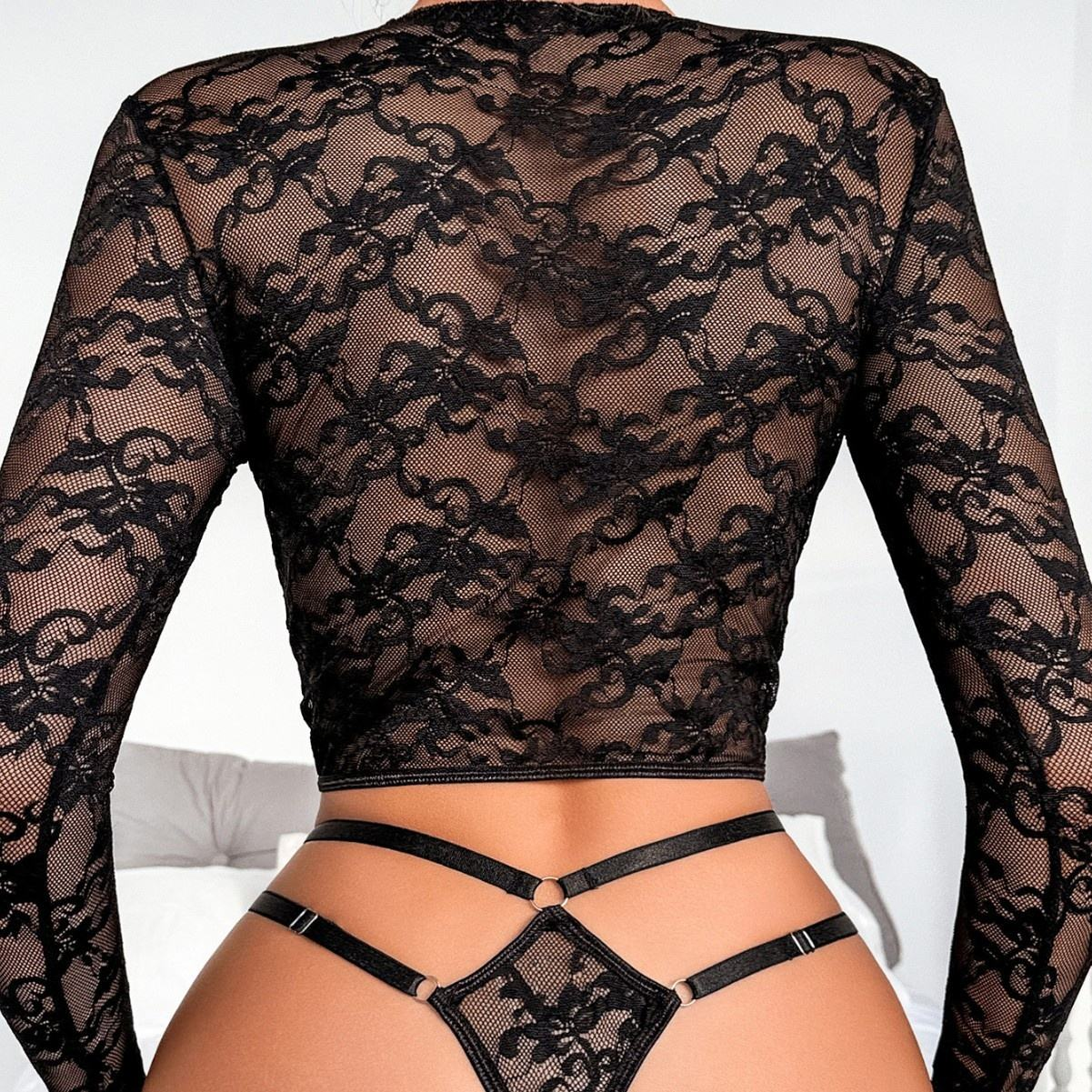 Sexy Lace See-through Suspender Lingerie Set - SERAPHINA Official