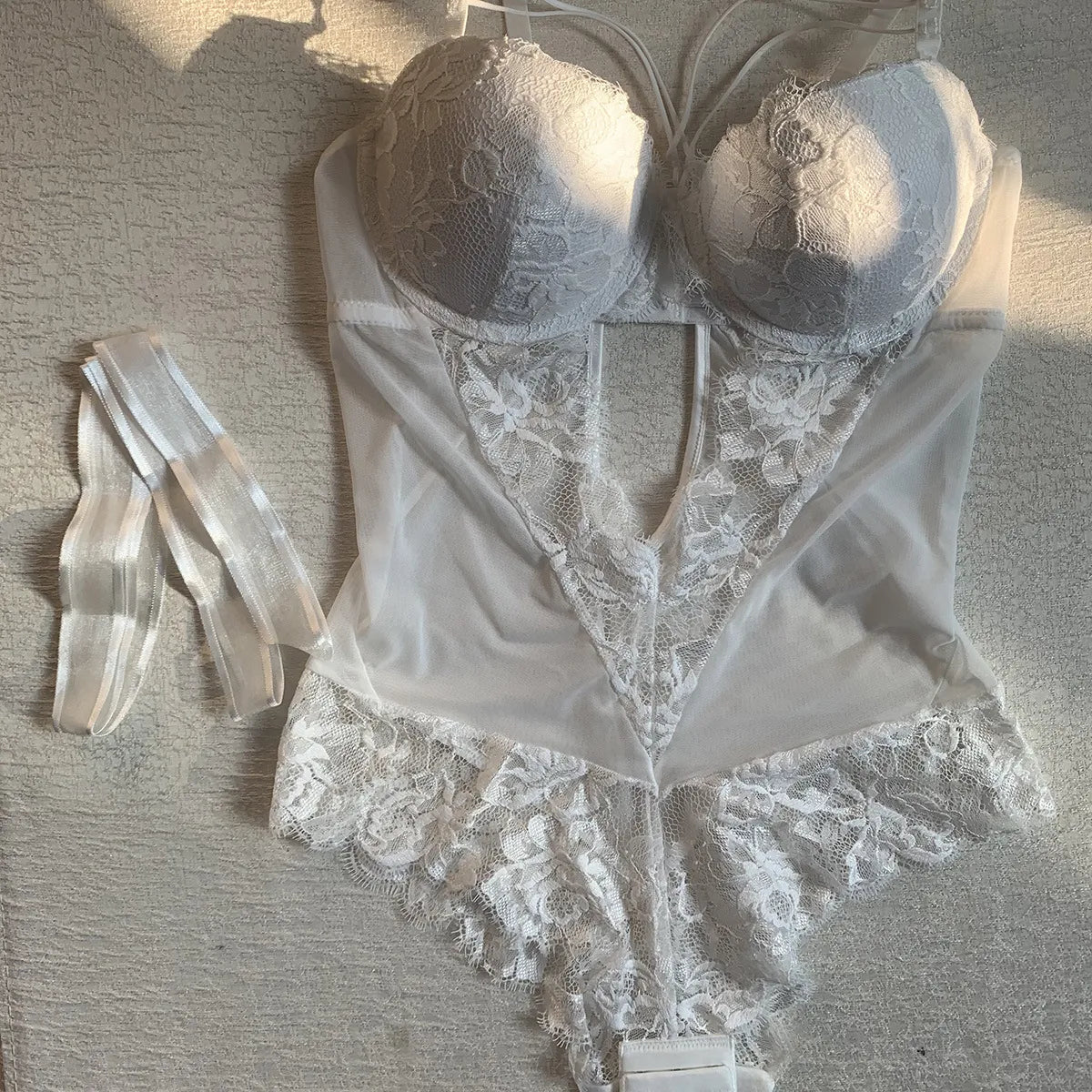 French Lace Bodysuit with Bow