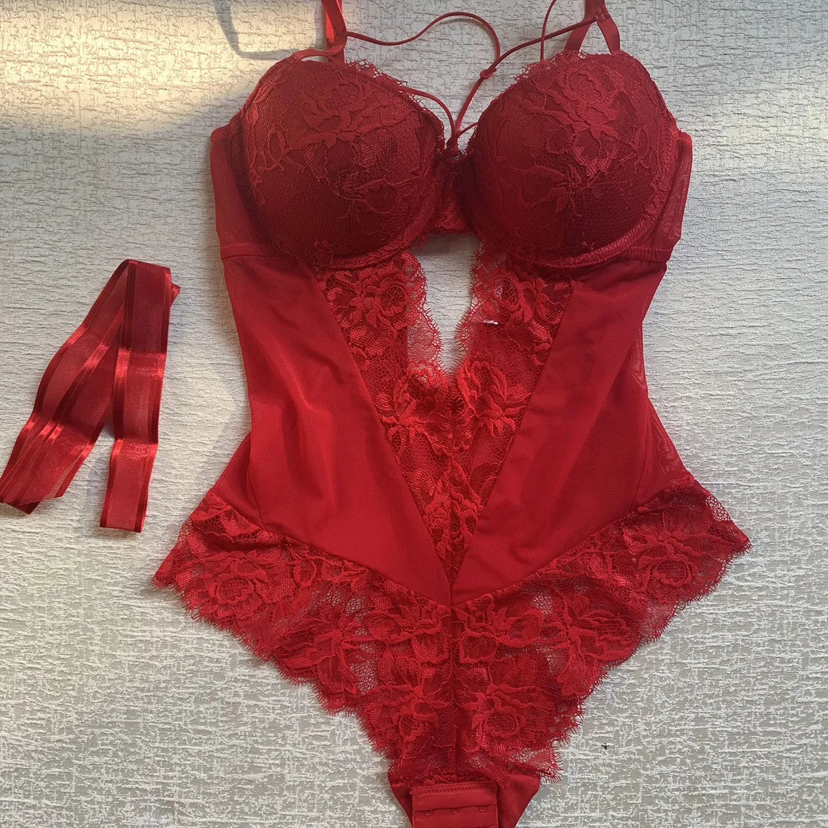 French Lace Bodysuit with Bow