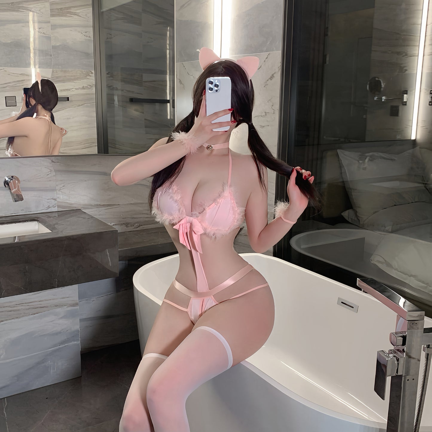 Funny Crotchless Catsuit Lingerie Set