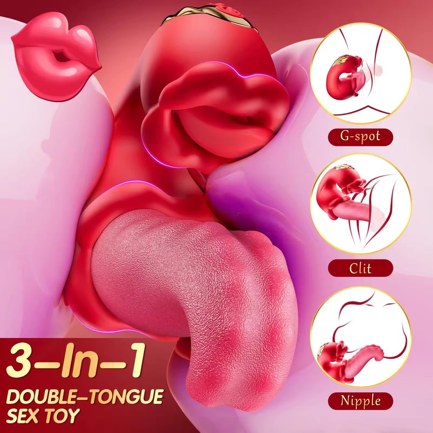 3-In-1 Double-Toungue Medusa Vibrator