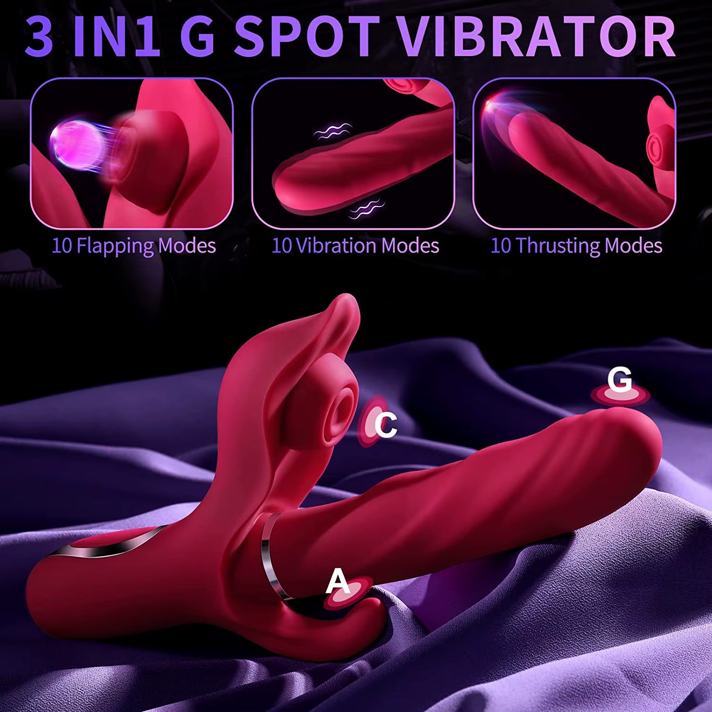 3 in 1 Vibrator G Spot Dildo Sex Toy