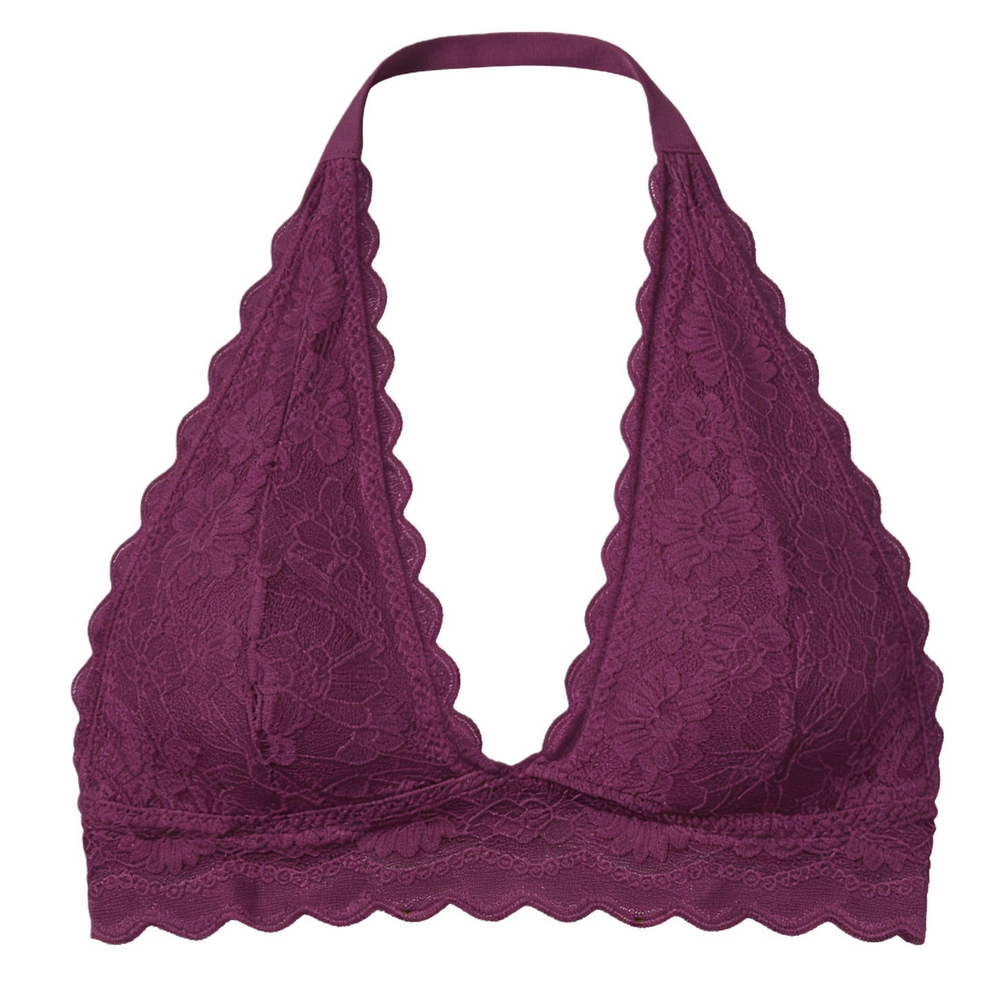 Wireless Lace Halter Bralette with Push-up Effect