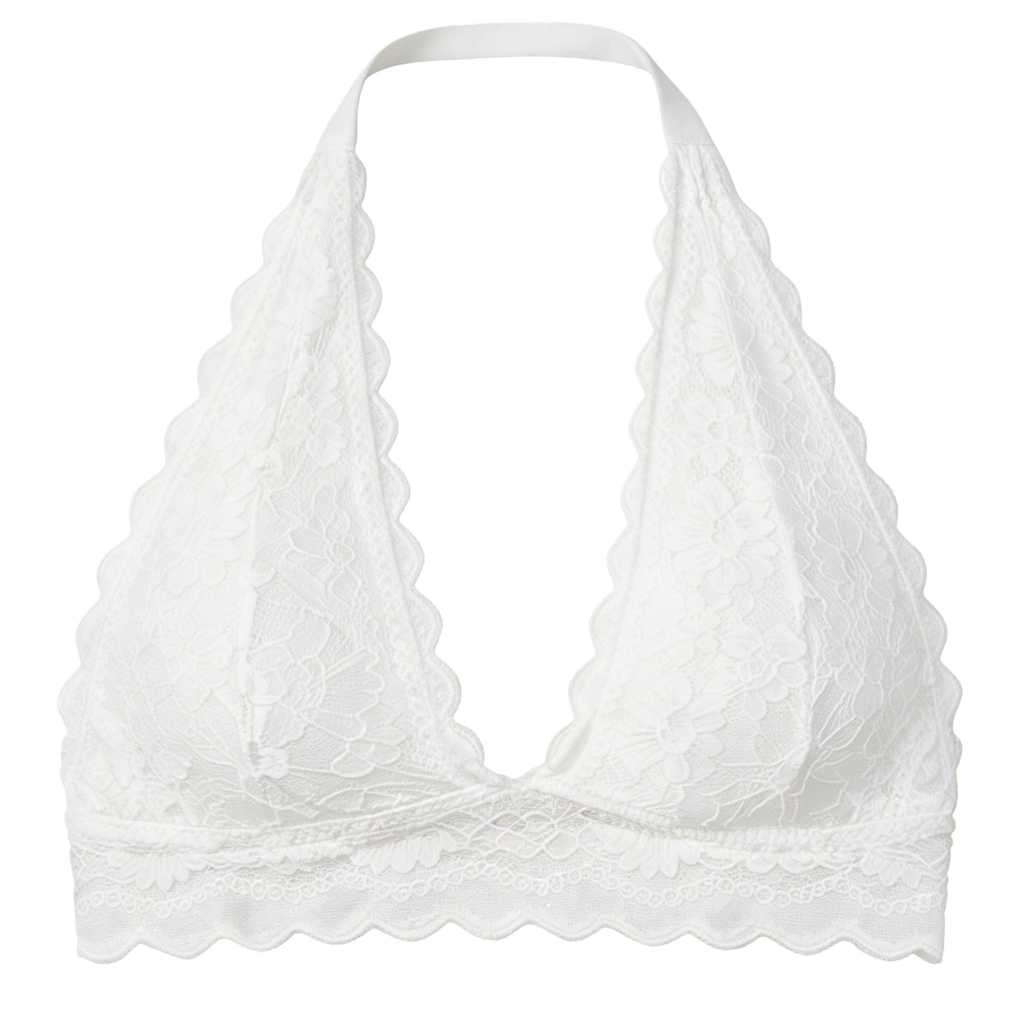 Wireless Lace Halter Bralette with Push-up Effect