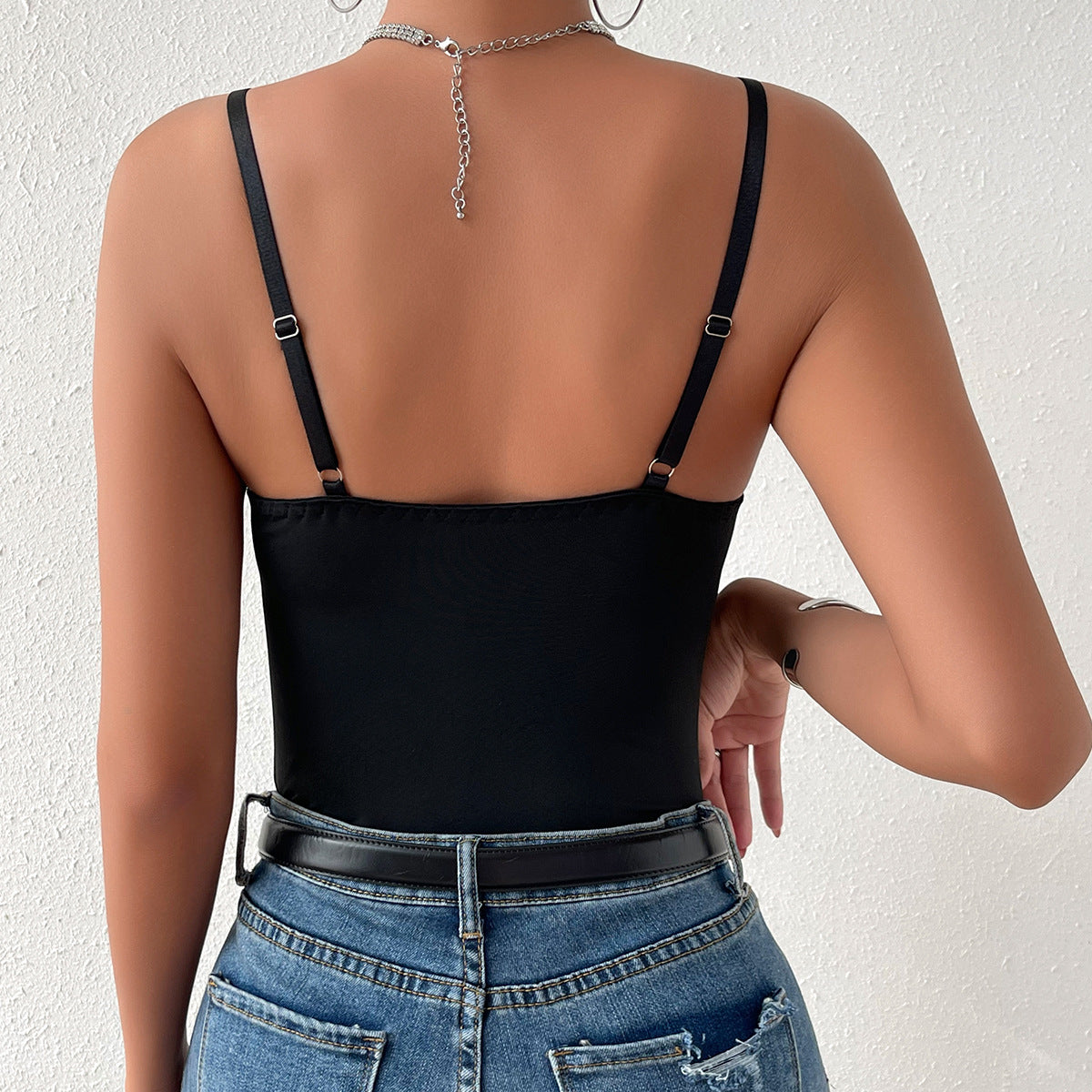 Sequined Lace Fishbone Corset Top