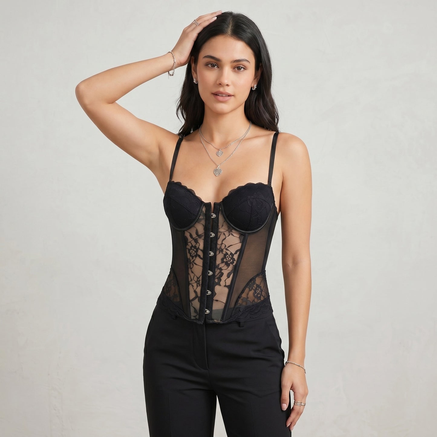 Lace Fishbone Shaping Bustier Top