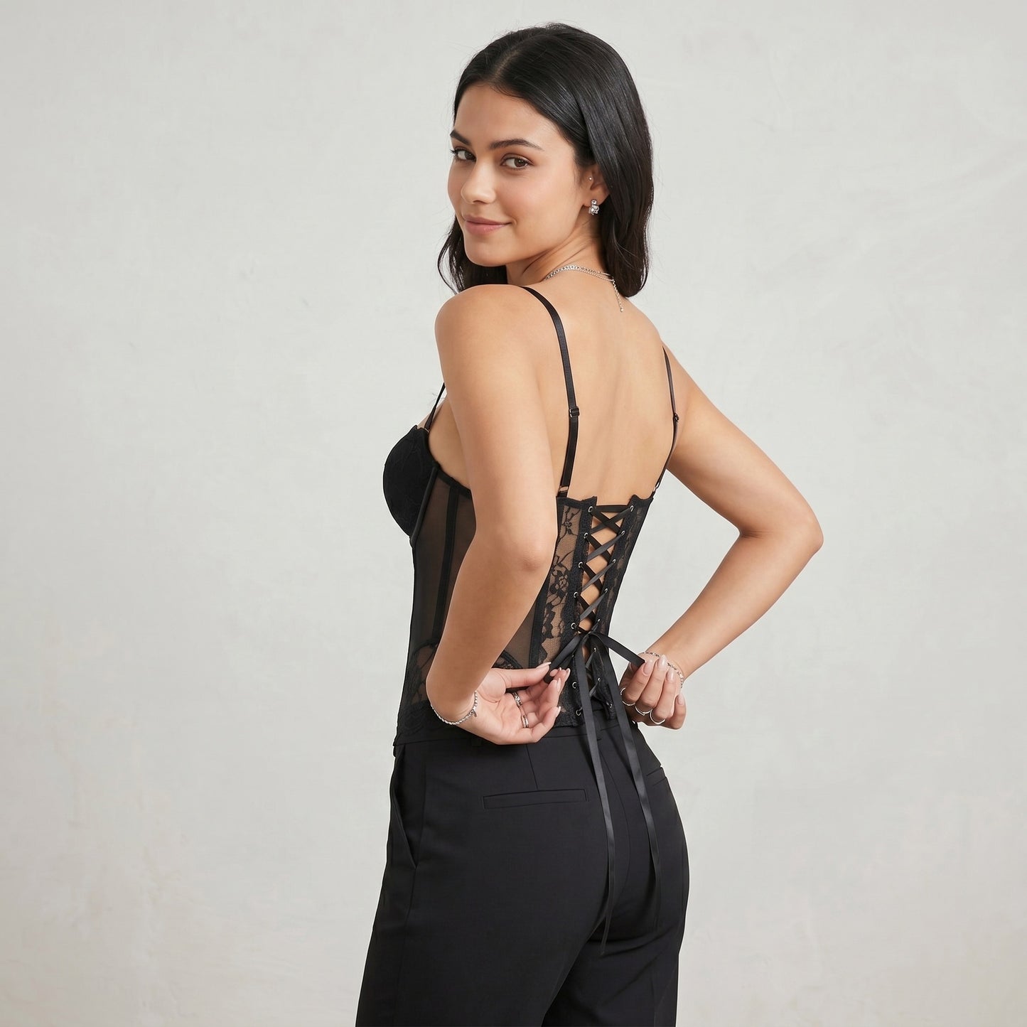 Lace Fishbone Shaping Bustier Top