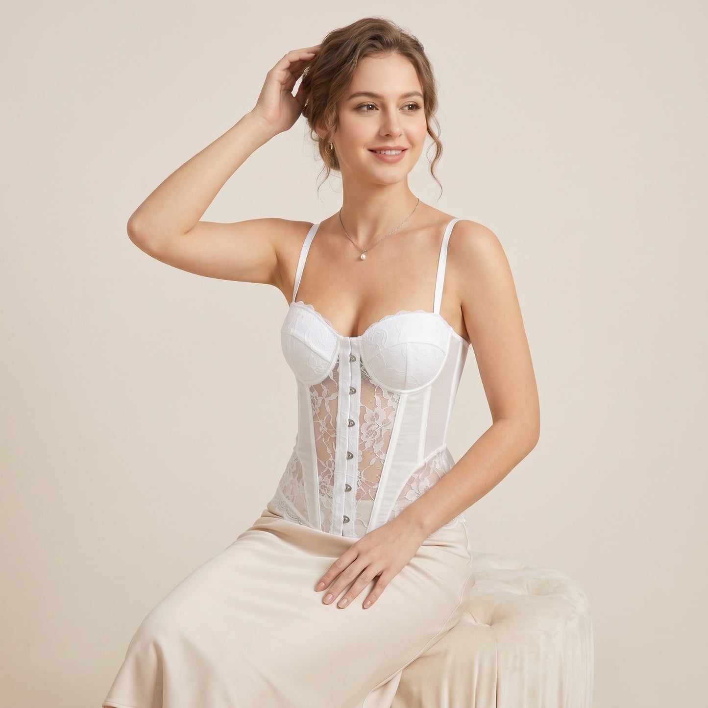 Lace Fishbone Shaping Bustier Top